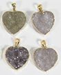 Lot: Druzy Amethyst Heart Pendants - Pieces #78432-2